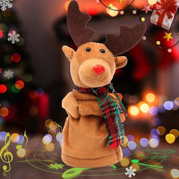 Musikalisk Dansande Julren Plush Leksak Sjunger Jingle Bells Svingande Elektrisk Älg Interaktiv Jul Födelsedagspresent För Småbarn Barn (FMY)