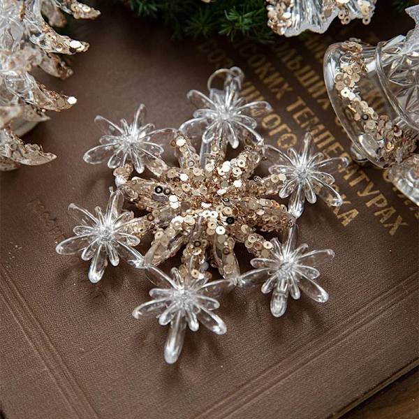 Julepynt Sequin Akryl Hængende Transparent Snefnug Butterfly Elk Juletræ Pynt Glædelig Jul (FMY) D
