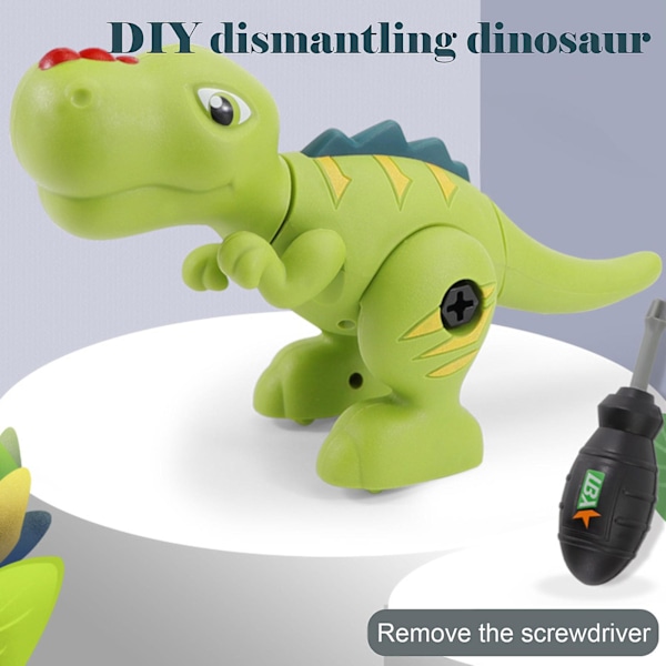 Dinosauruksen lelu Dino-lelu poranterällä DIY-opetuslelu työkaluilla lapsille (FMY) Green