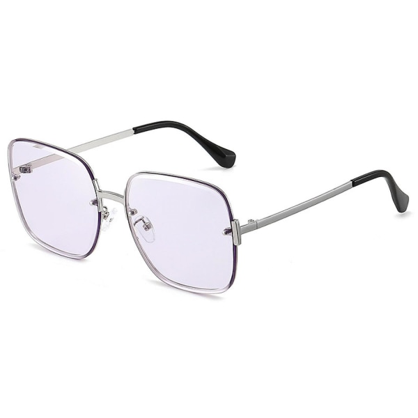 Modepersonlighed UV-beskyttelsessolbriller Kvadratsolbriller med metalgradient---sort stel Vinrøde tabletter (FMY)