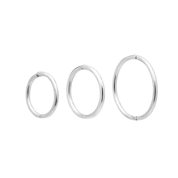 Sølv 925 Massive hengende hoops øredobber, velg 6mm, 8mm, 10mm, 12mm (FMY)
