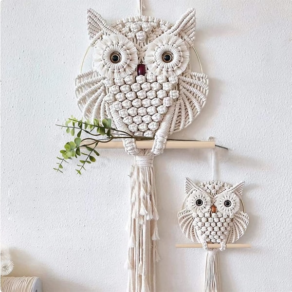 Owl Tapestry, Owl Macrame Vägghängande Gobestry Art Decor Handgjorda Woven Boho Tapestry Ornament Owl Macrame Tapestry (FMY) Large