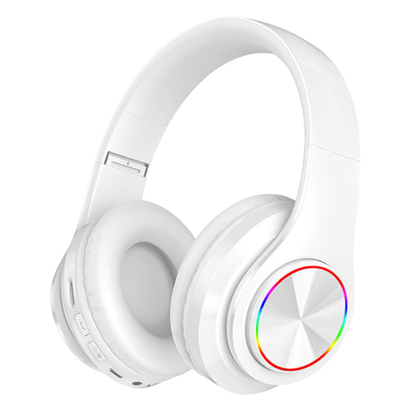 B39 Langattomat Kuulokkeet Taitettavat Värikkäät Hengittävät Valot Tukevat TF-Korttia Bluetooth 5.0 Stereo Painava Basso Kuulokkeet Pelille (FMY) White