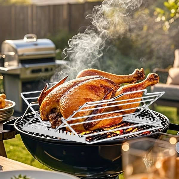 Justerbart Rotisseriställ Vikbart Ugnsbakningsgaller Grillställ (FMY) grilled chicken