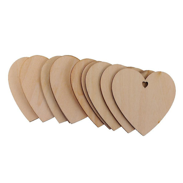100 stk. Ubehandlet hjerteformet treutskjæring med hull for håndverk 20mm 25stk 80mm  (FMY) Wood