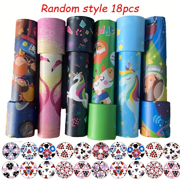 18 st Whimsical Vintage-inspirerade Snurrande Kalejdoskop Leksaker - Färgglada Blandade Mönster, Hypnotiserande Optiska Illusioner, Perfekt för Födelsedagspresent (FMY) 18pcs