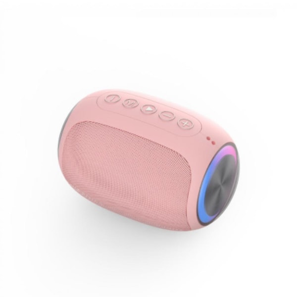 Bærbar Bluetooth-højttaler, højttaler med subwoofer, længere spilletid, Bluetooth 5.0, bærbar højttaler til feststrandcamping, (pink) (FMY)