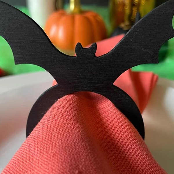 Ainutlaatuiset Halloween-kurpitsan/lepakon/hämähäkkien muotoiset lautasliinapidike Noitahattu Lautasliinasormukset Koristeelliset lautasliinasormukset Halloweeniin (FMY)