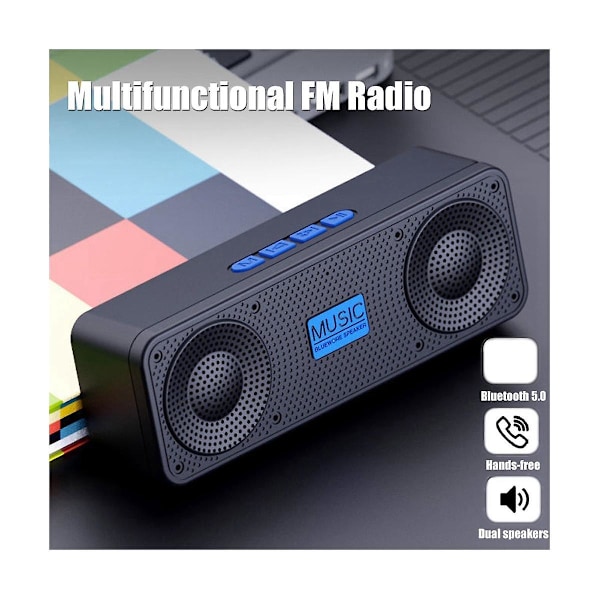 Kannettava FM-radio langaton Bluetooth 5.0 TWS -kaiutin Mini MP3-musiikkisoitin tukee TF-korttia U-levyä U BlackRed
