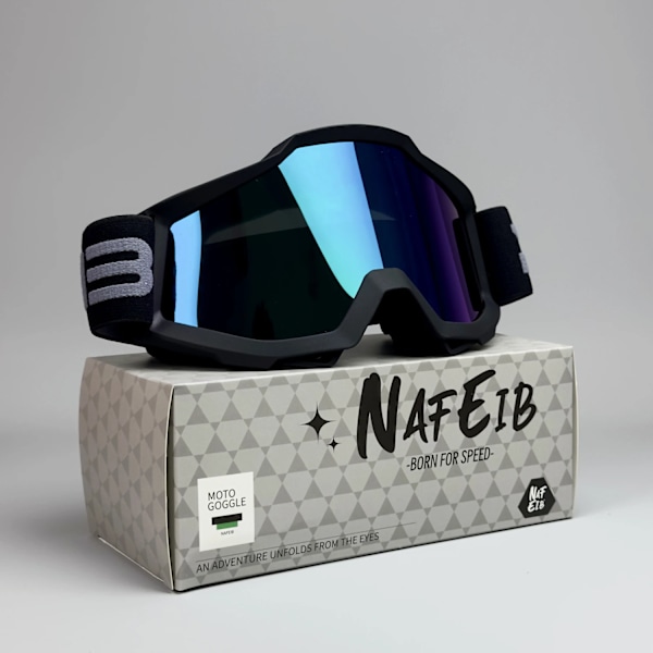 NAFEIB Motorsykkelbriller N17 Motocross Sykkelbriller Utendørs Off-Road Ski Sport MTB ATV Dirt Bike Racing Briller (FMY) BK-BLUE