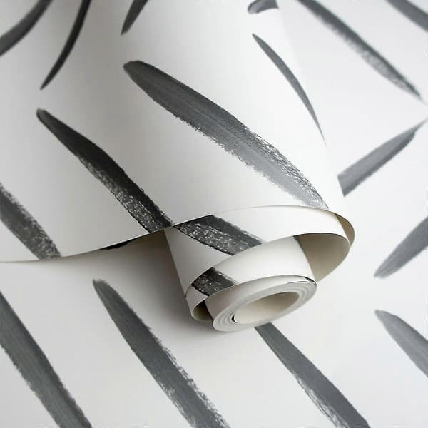 Chevron Brush Marks Tapetti Holden (FMY) Black/White