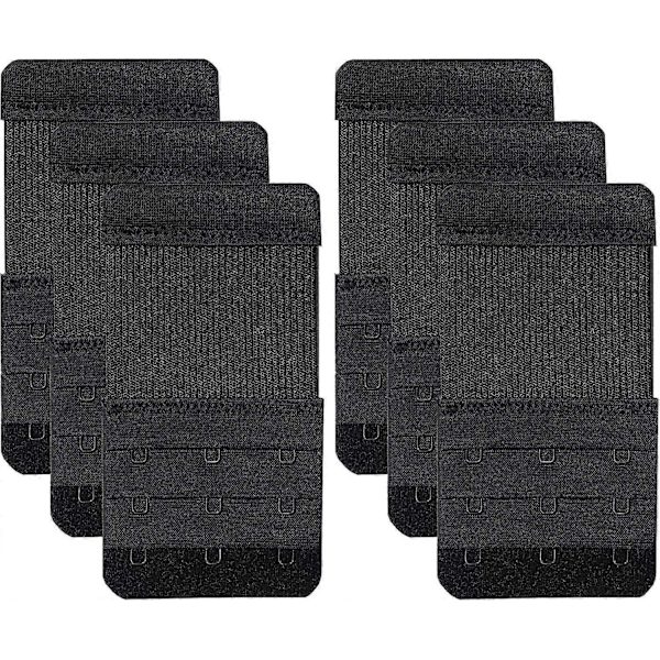 Rintaliivinsulkimet 3 Koukulla, Joustava Pehmeä Ja Mukava Rintaliivin Hihnansulkimet (FMY) Black-6 Pcs Pack
