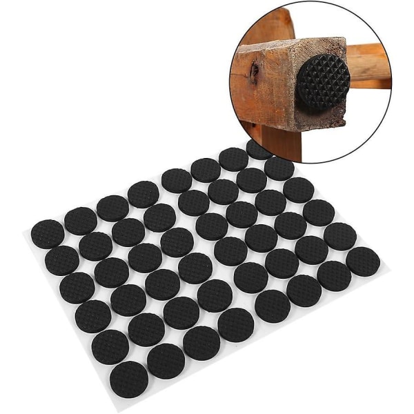 Gummikuddar för möbelfötter, lätt självhäftande möbelskydd, rund diameter 22 mm, 48 stycken svart (FMY)