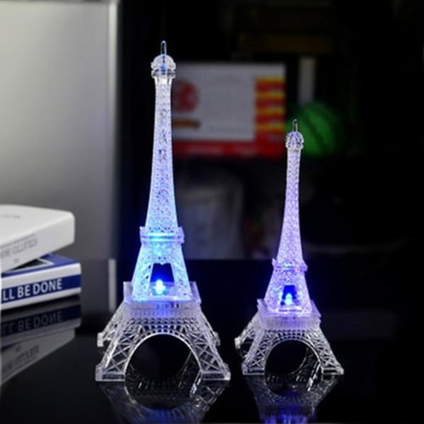 Julepynt med julescener, Eiffel-tårn-pynt, Eiffel-tårn med LED-lys, blinkende Eiffel-tårn, opplyst Eiffel-tårn-dekorasjon (FMY)