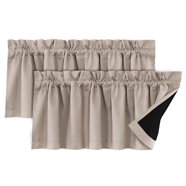 2 stk Gardin Topp Dekor Lysblokkerende Moderne Elegant Ensfarget Svart Belegg Stue Soverom Vindu Topp Deksel Hjemmetilbehør Kaesi (FMY) Natural