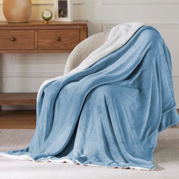 Sherpa Fleece filt för soffa - tjockt och varmt täcke för vintern, mjukt och luddigt täcke för soffa, grått, 50x60 tum (FMY)