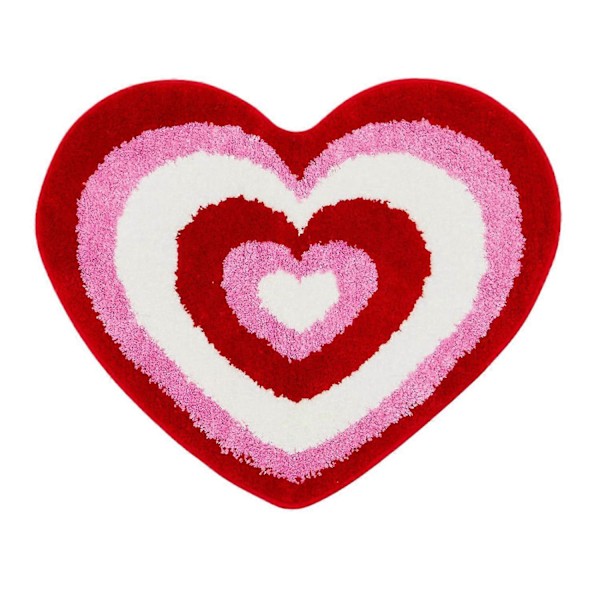 Baderomsmatte for Valentinsdagen, Sklisikker Hjerteformet Badematte, Myk Vaskbar Dusjmatte i Kjærlighetsform (FMY) A 40cm