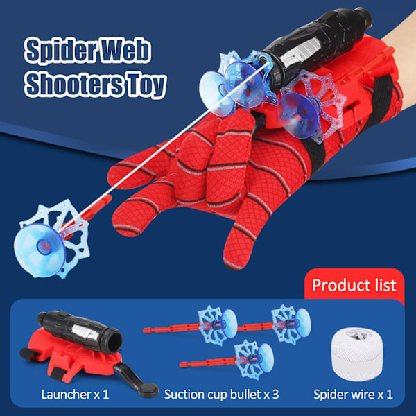 Spidermandragt Legetøj til Børn Fans Hero Launcher Håndleds Legetøjssæt Klæbrig Vægsoft Bombe Sjov Cosplay Legetøj (FMY) 3 Suction Cup Bomb