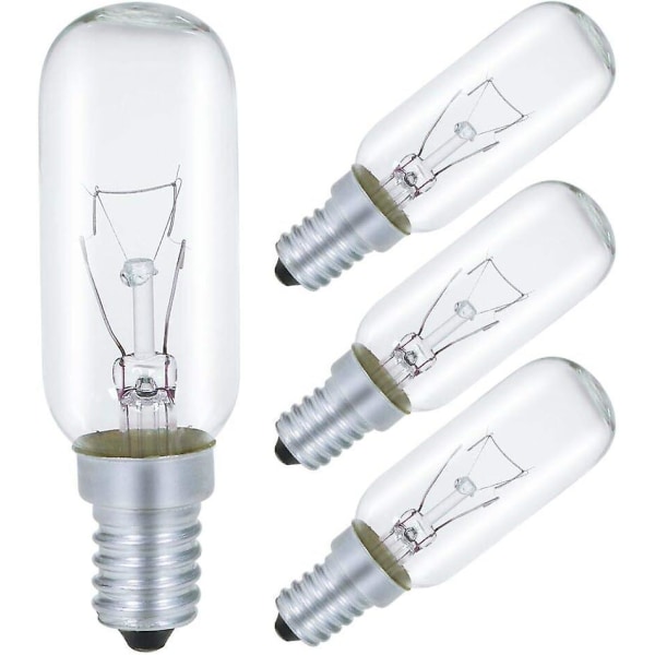 Glödlampa för spisfläkt E14 40w, T25 230v Glödlampa Varmvit 2700k Dimbar, paket med 4 (FMY)