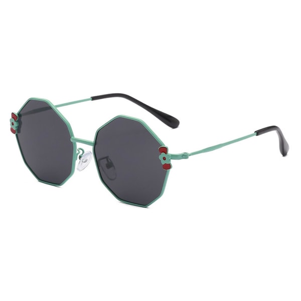 Retro tegneseriesløyfe for barn Flersidig UV-beskyttelse polariserte solbriller ---grønn ramme grå laken (FMY)