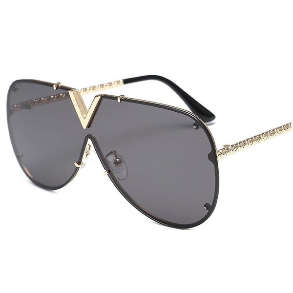 Wekity Damer i överdimensionerade fyrkantiga solglasögon Klassiskt mode för män, stor metallram Vintage solglasögon Uv400 (FMY)