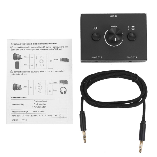 3,5 mm Audio Switcher, 2 Input 1 Output/1 Input 2 Output Audio Splitter Switcher, Audio Switcher Box (FMY)