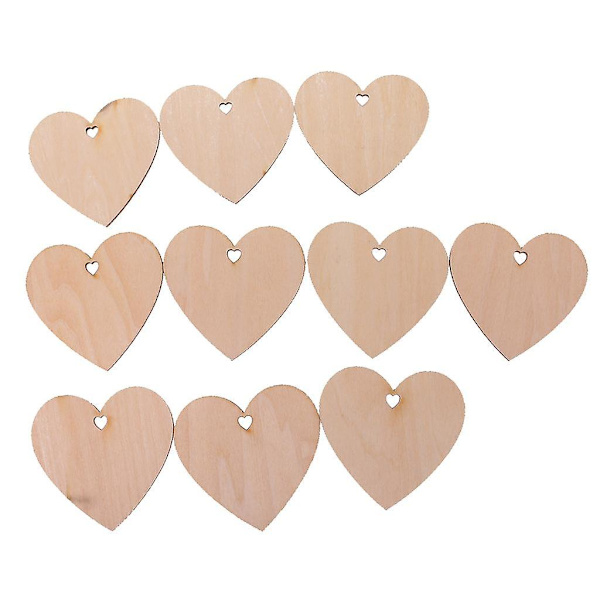 100 stk. Ubehandlet hjerteformet treutskjæring med hull for håndverk 20mm 25stk 80mm  (FMY) Wood