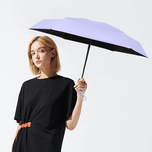 Mini Travel aurinkosateenvarjo kukkaroon case, pieni kompakti UV-sateenvarjo suojaava aurinko, kannettava päivänvarjo sateenvarjo tuulenpitävä, violetti (FMY)