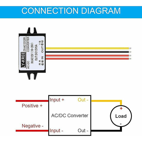 AC-DC Strömkonverter AC 12V (10-28V) till DC 12V Spänningsomvandlare Modul Spänningsregulator AC till DC Spänningsomvandlare, IP68 Vattentät (3A) (FMY)