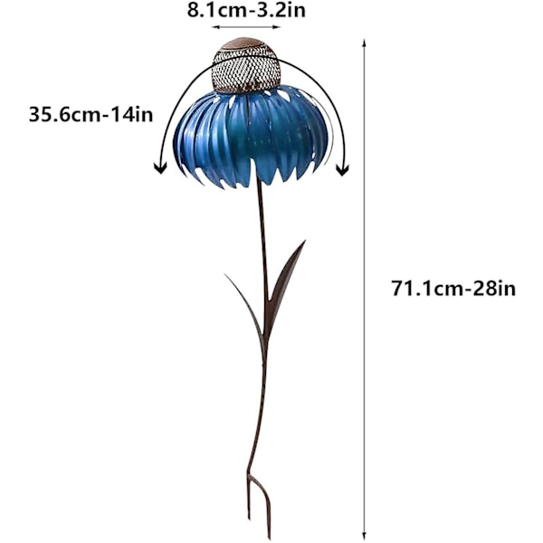2 stk. Sensation Kornblomst Fuglefoder Outdoor Premium Stående Fuglefoder Metal Blomst Pæl Stativ (FMY) Red  Blue