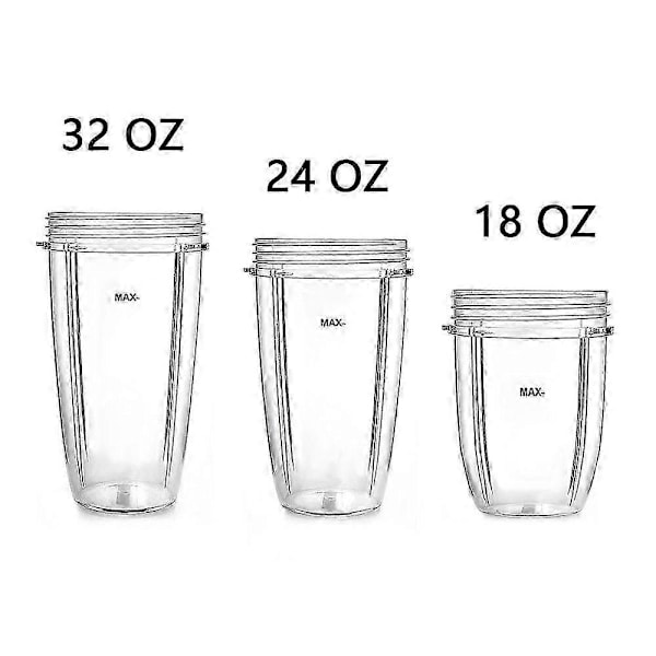 Nutribullet Erstatnings 18/24/32 Oz Erstatningskopper Kompatible Med Nutri Bullet 600w Og 900w (FMY) 18OZ