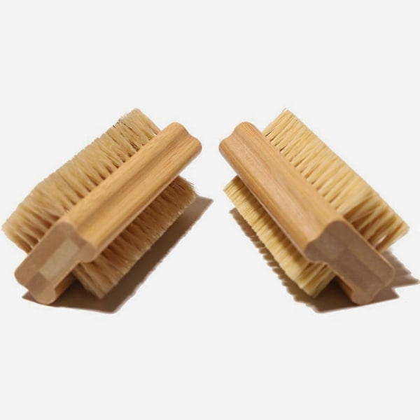 2 st Bambu Nagelborste Dubbelsidig Nagelborste Bambu Sisal Skrubbborste Rengöringsborste för Naglar (FMY) 9.50X4.50X4.00CM