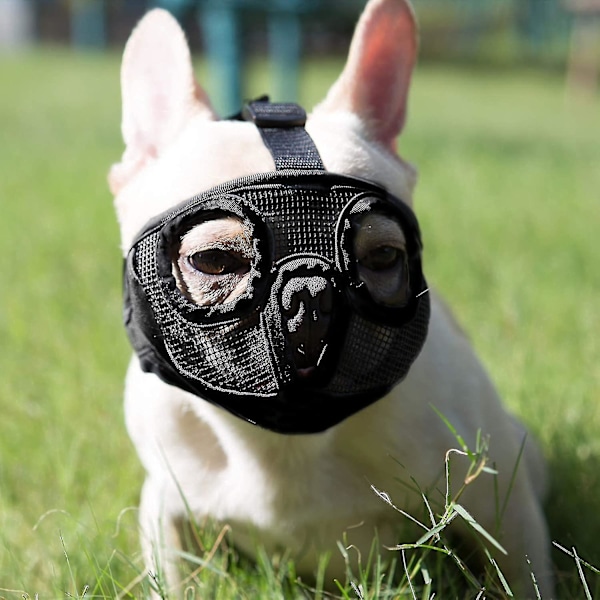 Dog Muzzle för engelsk bulldog, fransk bulldog, pekingese, shih-tzu, mops - justerbar och andningsbar Tw zd EQ  (FMY) S