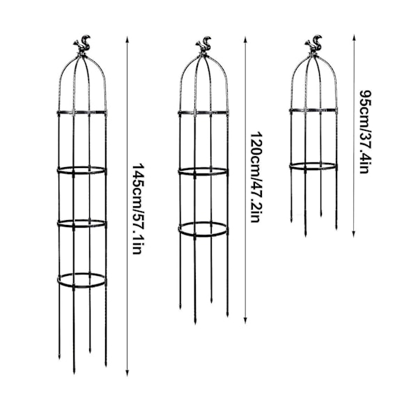 Havelobelisk espalier til klatreplanter udendørs-potter rustfrie metal plante blomster espalierer (FMY) Black 2 layers