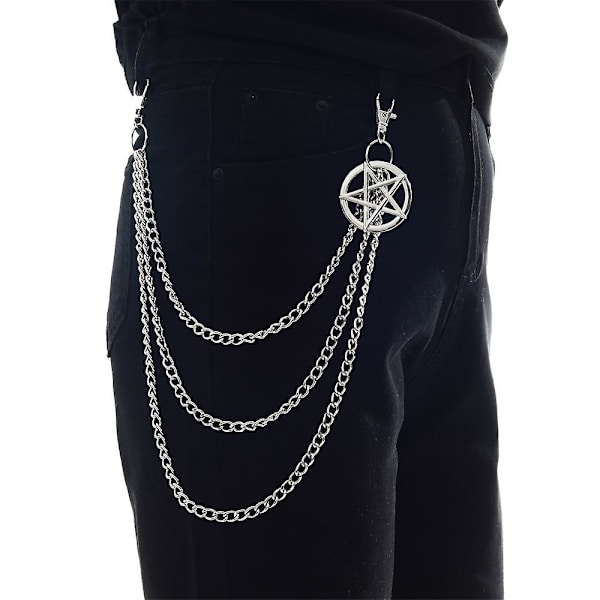 Punk-housuketju Pentagram-avaimenperät miehille ja naisille Farkut Housut Moottoripyöräilijäketjut Harajuku Goth-korut Goottirock-asusteet  (FMY)