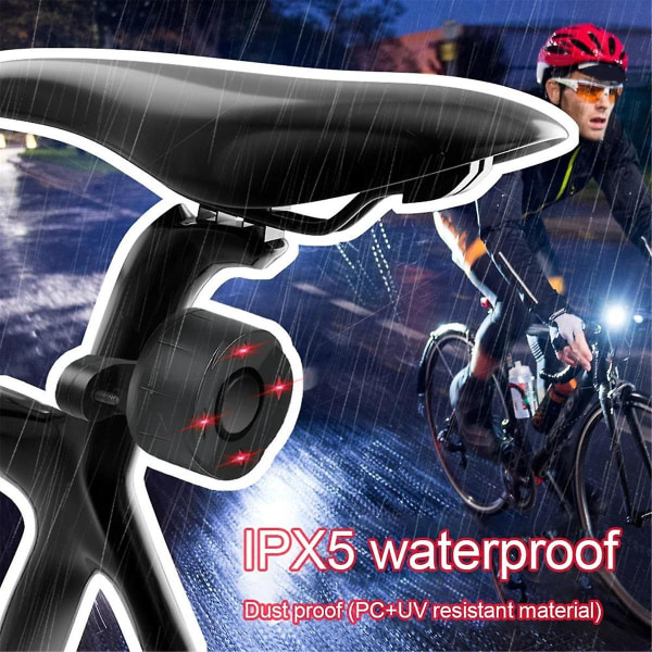 Sykkelalarm Baklys USB-lading Ipx65 vanntett sykkelbaklys Bremsefølende sykkellampe Anti-tyverialarm (FMY)