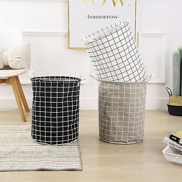 Stor Tvättkorg Rund Smutsig Kläder Vikbar Hink Förvaring Tunna Organizer (FMY) Black 1pc
