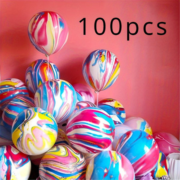 [Snabb leverans] 100 Vibrerande Färgglada Latex Vortex Ballonger - Festdekorationer för Födelsedagar, Bröllop och Firanden - Perfekt för Tie Dye (FMY) 100pcs