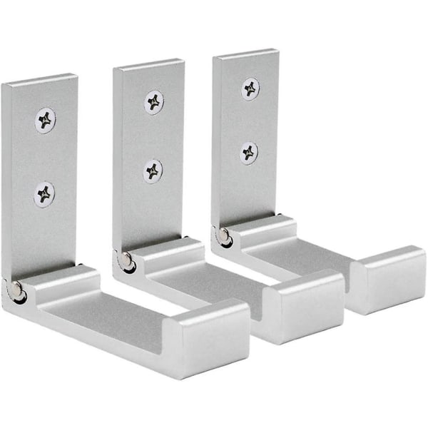 3-pack hopfällbara väggkrokar, osynliga hopfällbara aluminium väggmonterade hörlurar Klädställ Klädställ för kök sovrum rymmer upp till 15 kg (silver)