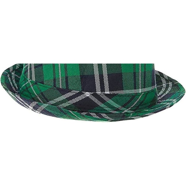 St. Patrick's Day rutete stoff Fedora lue | Festtilbehør, 30*20 cma, wz-1743 (FMY)