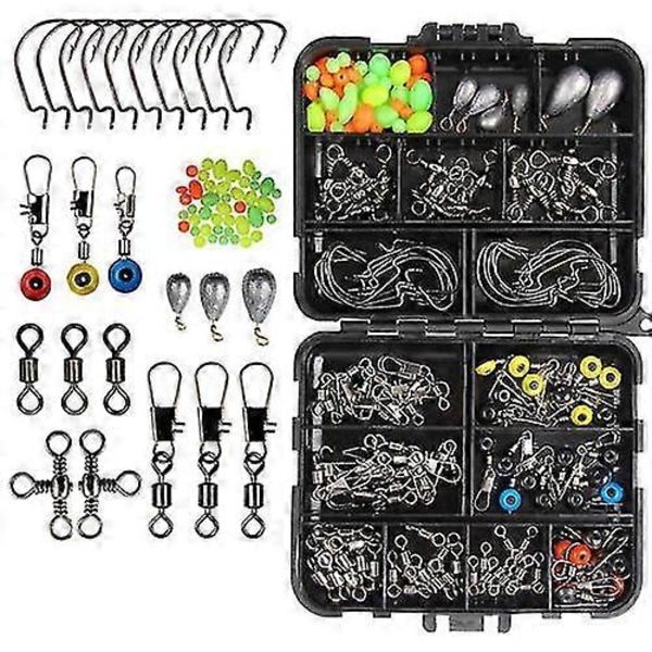 160-dels Havfiske Tillbehörssats Jig-Krokar Swivels Klämma med Tackle Box (FMY) 160pcs