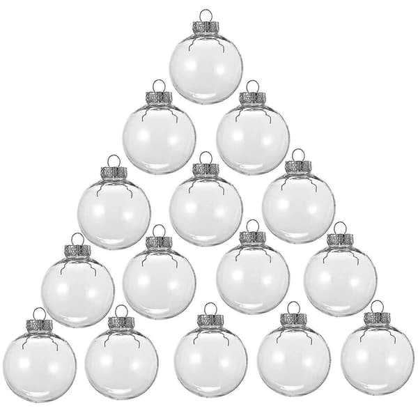 15 stk Runde Klar Julerikuler Fyllbare DIY Julerikuler Laget Av Plast Julerikule (FMY)