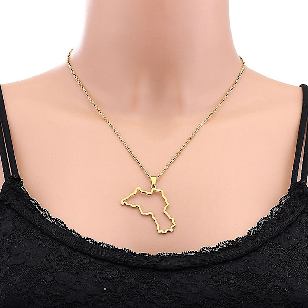Kurdiskt karthänge i rostfritt stål, halsband för kvinnor och män, modernt smycke, present (FMY) Silver Style 1