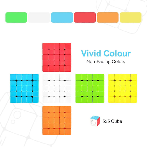 3x3/4x4/5x5 Speed Cube Magic Cube för Barn och Vuxna, Stickerless (FMY) 5x5x5