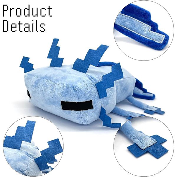 Blå Axolotl Plysch Plysch Fylld Leksak Mjuk Kudde Dekorationer För Videospel Fans, Barnkalas Favorit Present För Helger  (FMY)