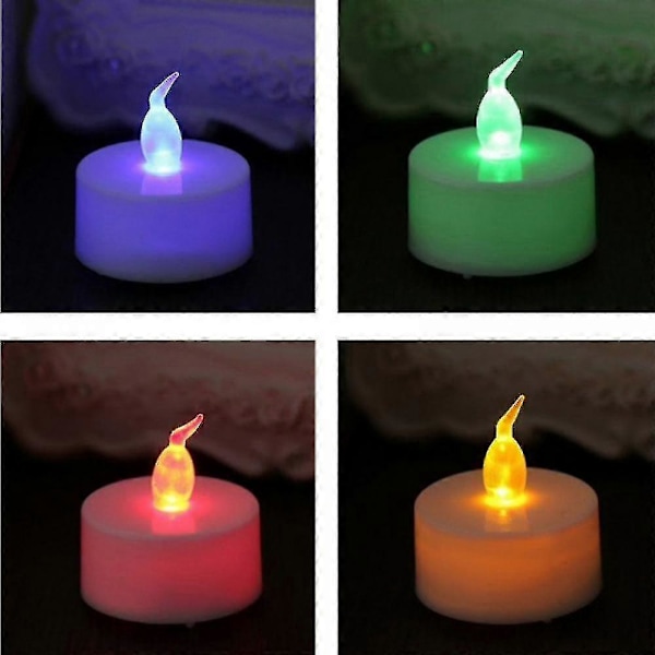 Färgväxlande LED-telampor i bulk, 6 st flamlösa te-ljus med färgglada lampor, batteridrivna färgade falska ljus, utan flimmer (FMY) 6PCS