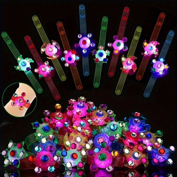 6 st LED-snurrande armband, festfavoriter, lysande i mörkret festtillbehör (FMY) Random