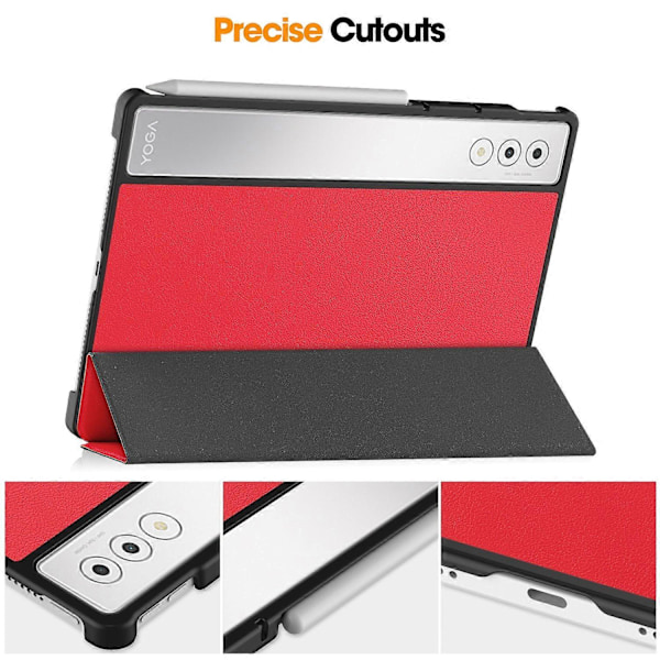 För Lenovo Yoga Tab Plus Fodral Anti-Fall Läder Ställ Tablet Skydd - Grå (FMY) Multicolor Red