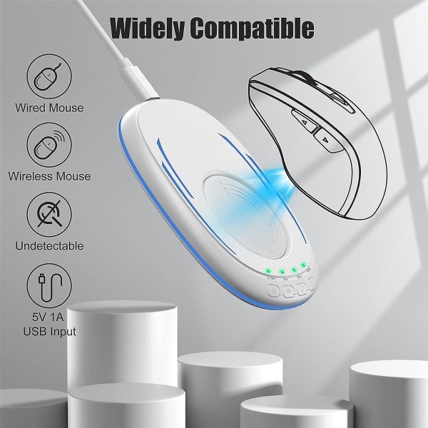 Mouse Mover oupptäckbar med timer, tyst musvipp med på/av-knapp, musviktare för att hålla datorn levande-vit (FMY)