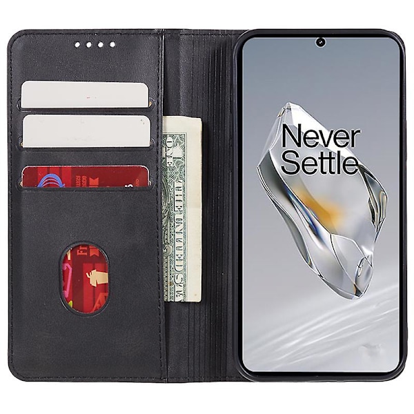 För OnePlus Nord CE4 5G Fodral PU Läder Plånboksfodral Kalvstruktur Telefonskal med Magnetlås  (FMY) Black